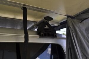Image showing Ventura Deluxe fitting to the crossbars of the car. The Ventura Deluxe rooftents fit almost every vehicle