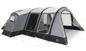 Kampa Bergen 6 Air pro inflatable tent with porch - large in every direction, huge porch despite the sloping front.